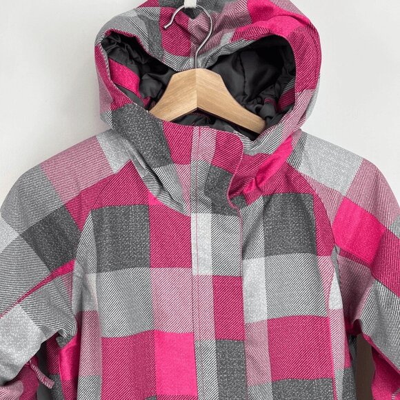 Aqua base Elite Firefly Girls Size Medium Pink Gray Hooded Ski Snow Jacket Shell - Picture 3 of 12